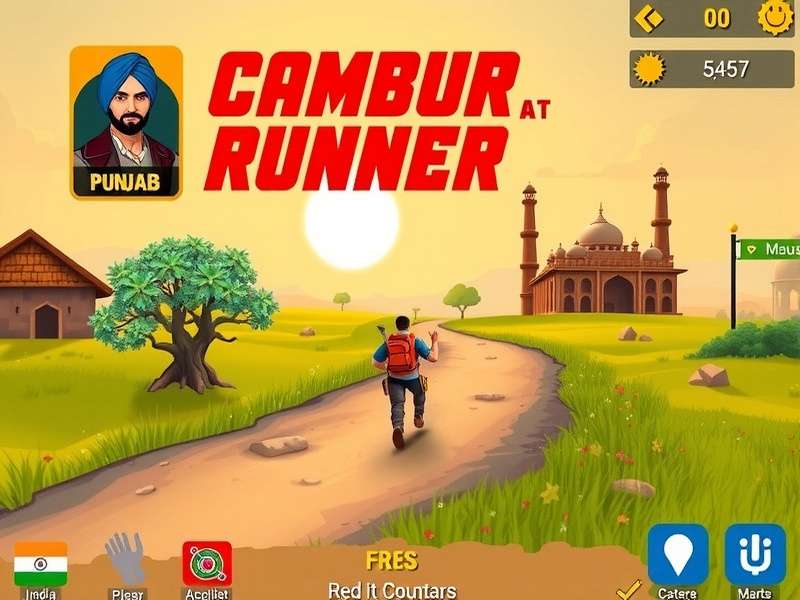 Punjab Power Runner gameplay screenshot showing character running through Indian landscape